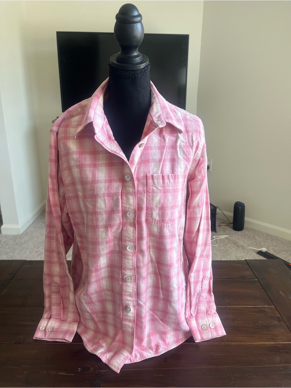 L.L. Bean Women’s Pink Plaid Button-Up Flannel Shirt